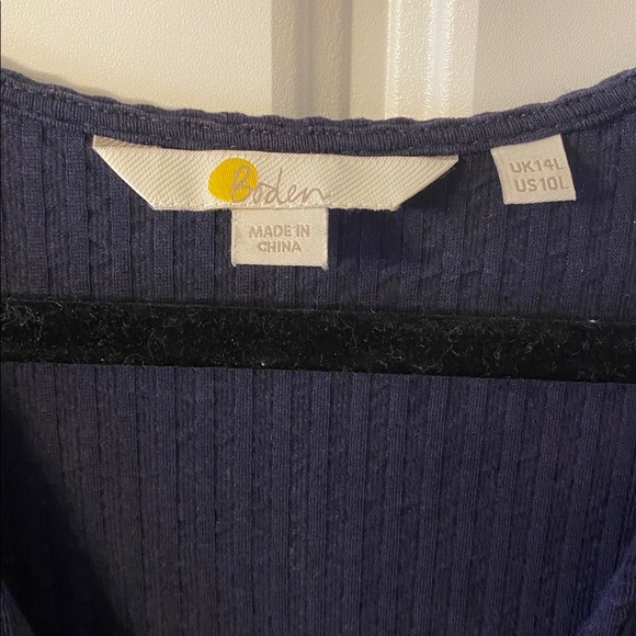 Boden Jersey Navy Seersucker Tiered Midi Dress - 14L - Picture 7 of 8